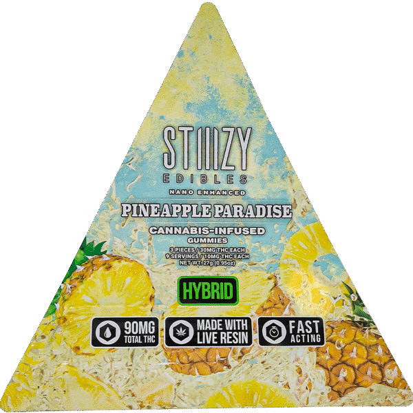 STIIIZY: PINEAPPLE PARADISE STIIIZY EDIBLES – 90MG GUMMY TRIANGLES