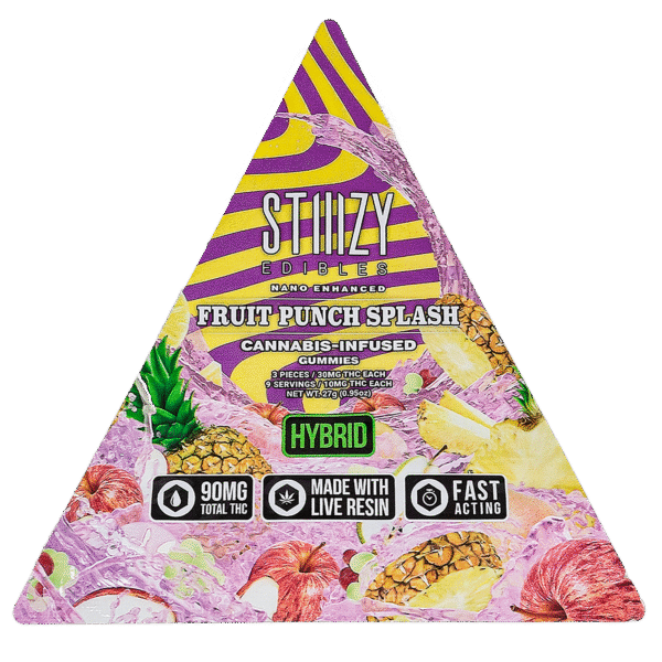 STIIIZY: FRUIT PUNCH SPLASH STIIIZY EDIBLES – 90MG GUMMY TRIANGLES