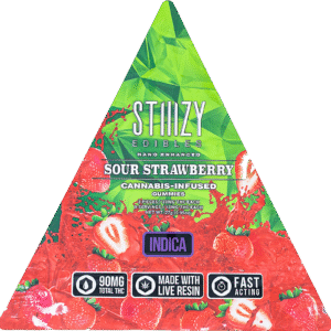 STIIIZY EDIBLES SOUR STRAWBERRY 90MG GUMMY TRIANGLES